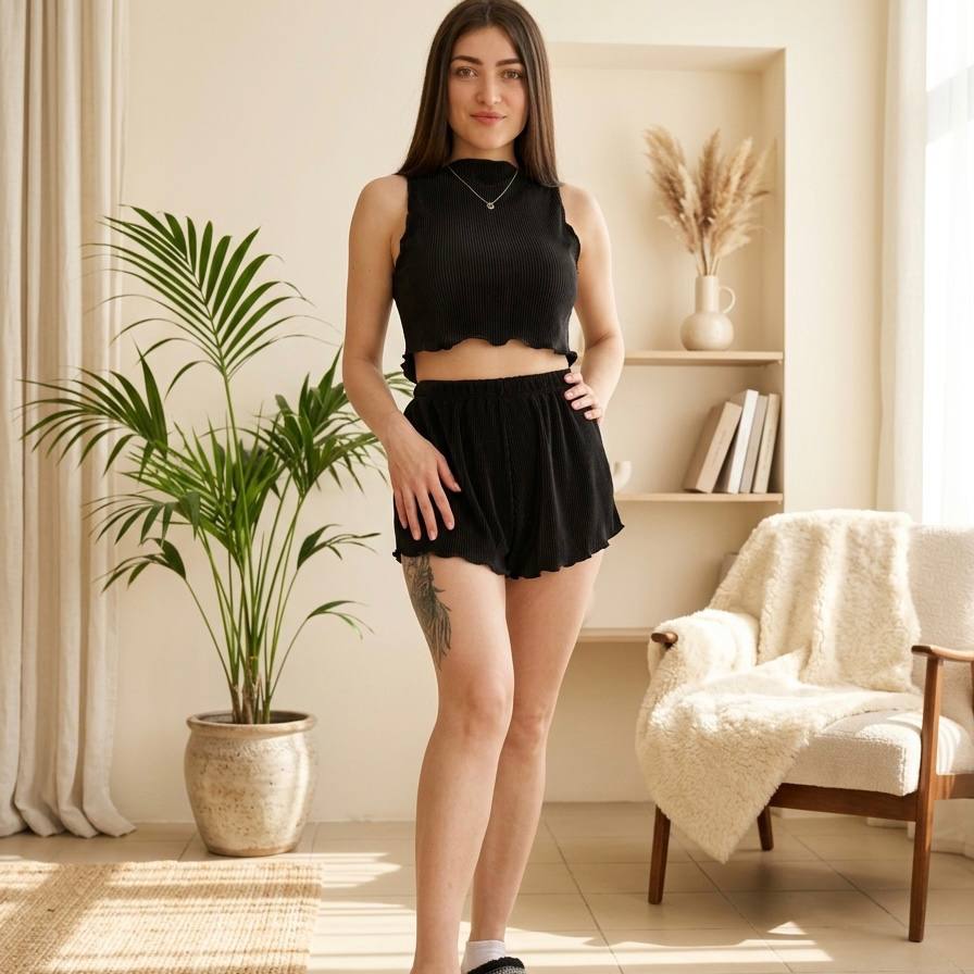 Lilly Fine Pleat Set — Versatile Top &amp; Shorts