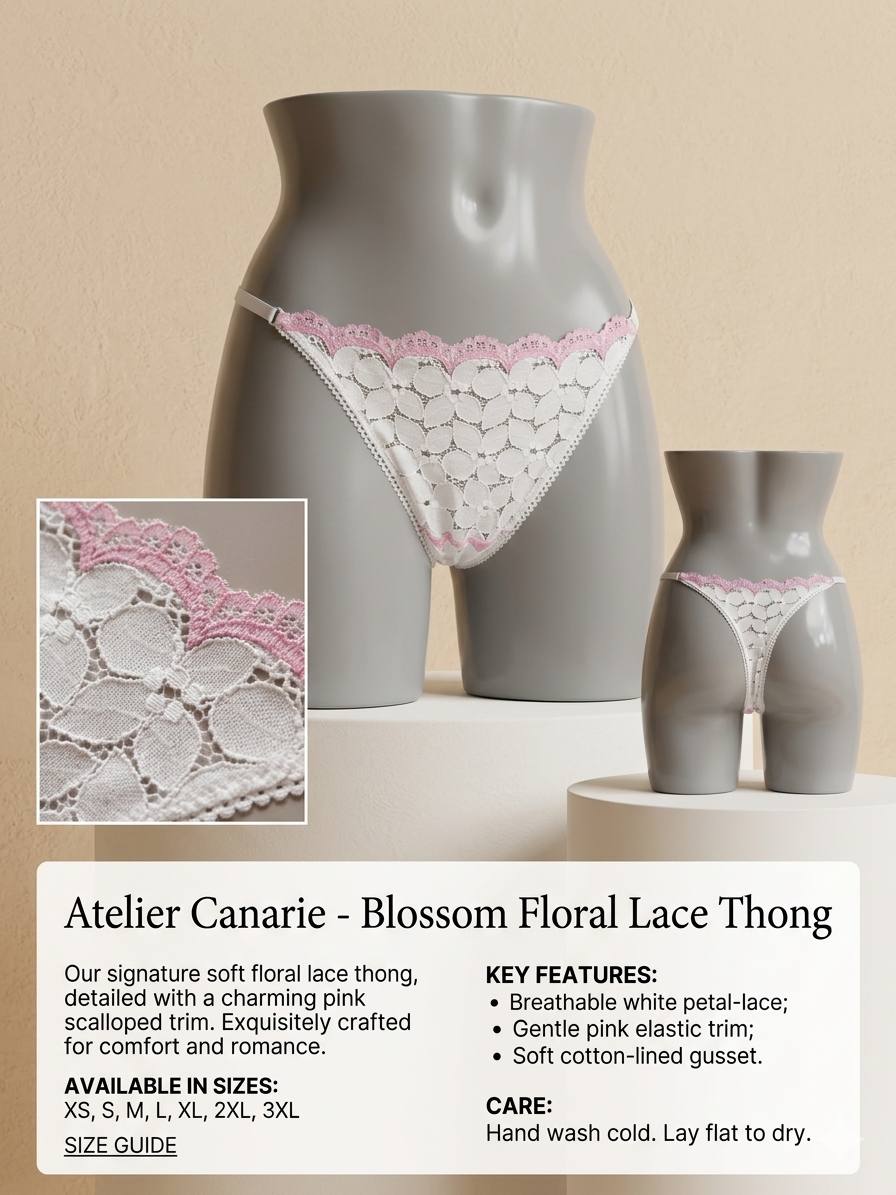 Premium Floral Lace Thong — Aurora Lingerie